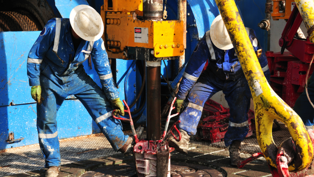 Oil rig workers on a rig in Nigeria